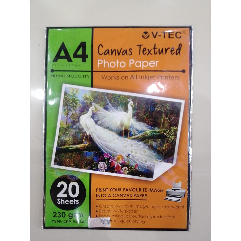 

V tec canvas photo paper kertas foto type CP 9113A A4 230gsm