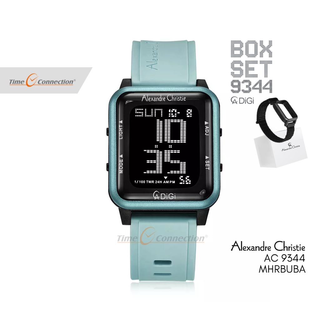 Alexandre Christie AC 9344 MHRBUBA Biru Original / Jam Tangan Wanita Digital Karet / Blue Rubber Wat