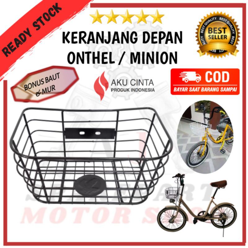 Rak Keranjang Kranjang Sepeda Minion Phoenix Mini Ontel model Garuda Hitam Putih Alas papan
