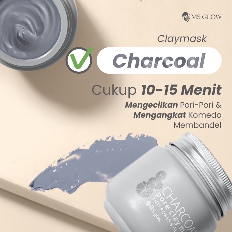 Clay Mask Ms Glow Clay Mask Charcoal / Clay Mask Greentea