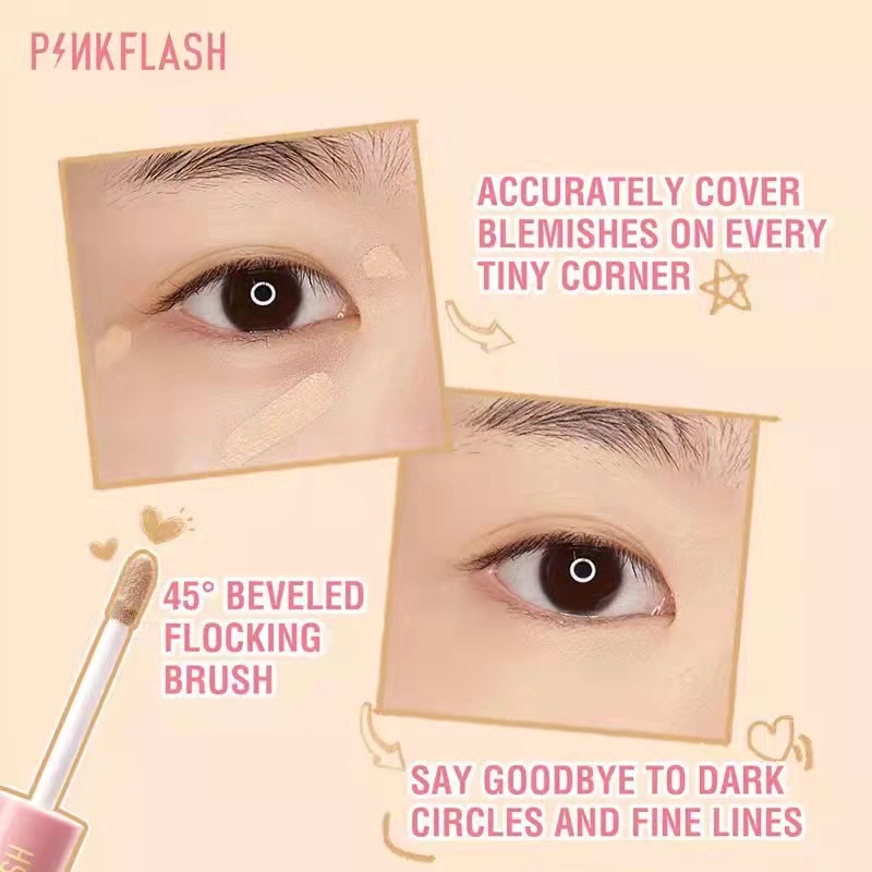 [ORI BPOM] PINKFLASH Lasting Matte Concealer | Pink Flash Liquid Concealer Tahan Air Tahan Lama | PINKFLASH #OhMyBreath Liquid Concealer | Pinkflash Concealer Full Coverage Waterproof Color Corrector BPOM PF-F04