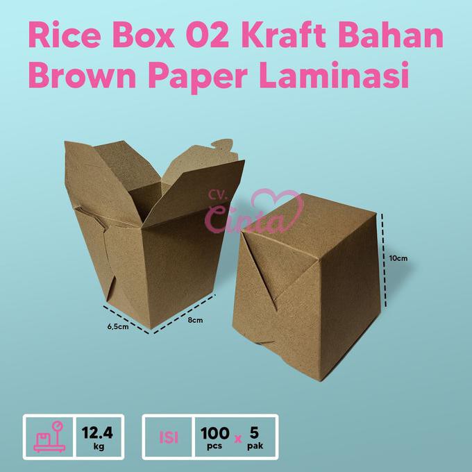

✅Harga!! Paper Rice Box Kraft Size M / Dus Ricebox Kotak Nasi Coklat Laminasi