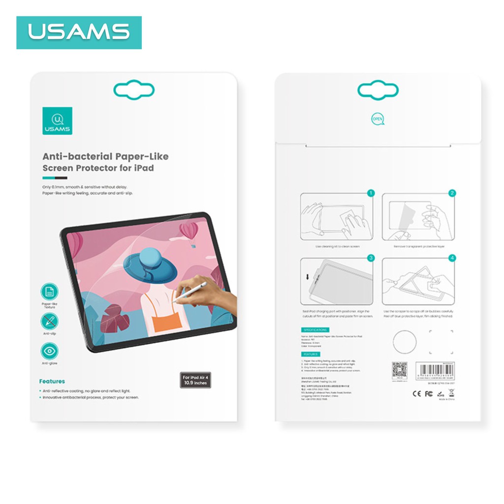 USAMS BH659 Anti Bacterial Paper–Screen Protector For iPad Air 4