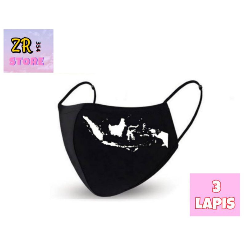Masker kain 3ply - PETA INDONESIA // Masker kain 3 lapis - PETA INDONESIA / Masker Scuba Peta Indone