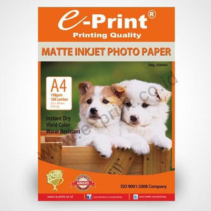 

E-Print Matte Inkjet Photo Paper Kertas 108 Gsm A4 Isi 100