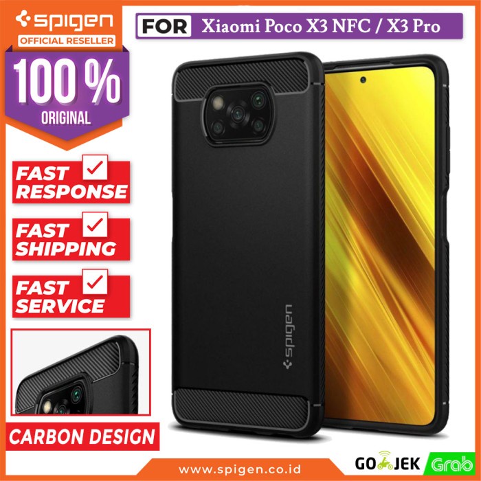 Case Xiaomi Poco X3 PRO/NFC Spigen Rugged Armor Carbon Softcase Casing - Black