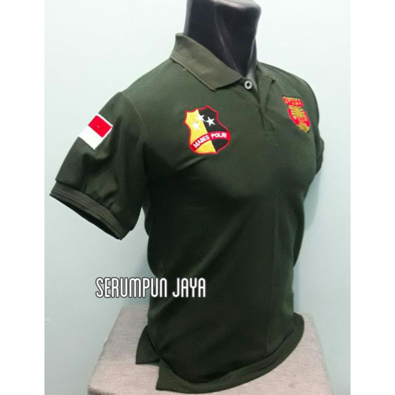 KAOS GADA UTAMA HIJAU ARMY - KAOS KERAH GADA UTAMA HIJAU ARMY FULL BORDIR