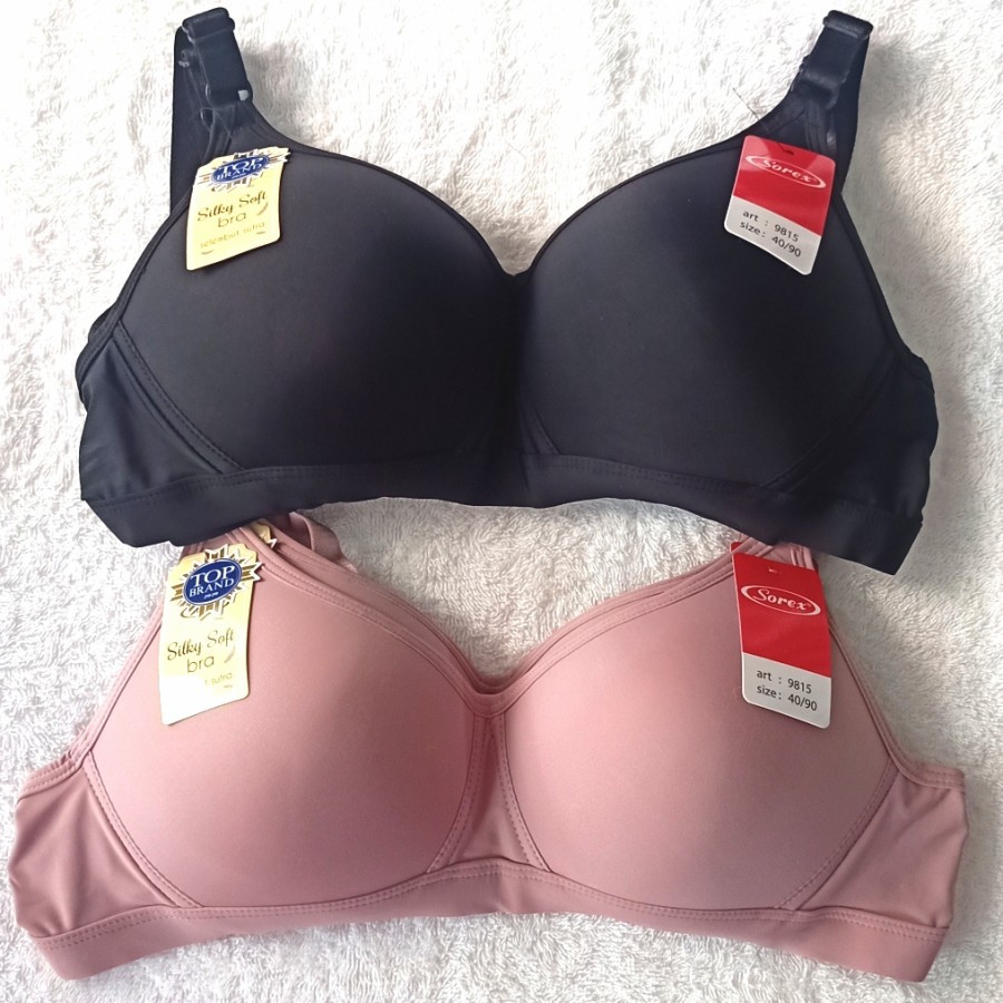 1 Pc BH SOREX 9815 - BRA CUP SEDANG - Setara A/B - Silky Soft Bra - Tanpa Kawat - Busa Sedang - 3 Kait