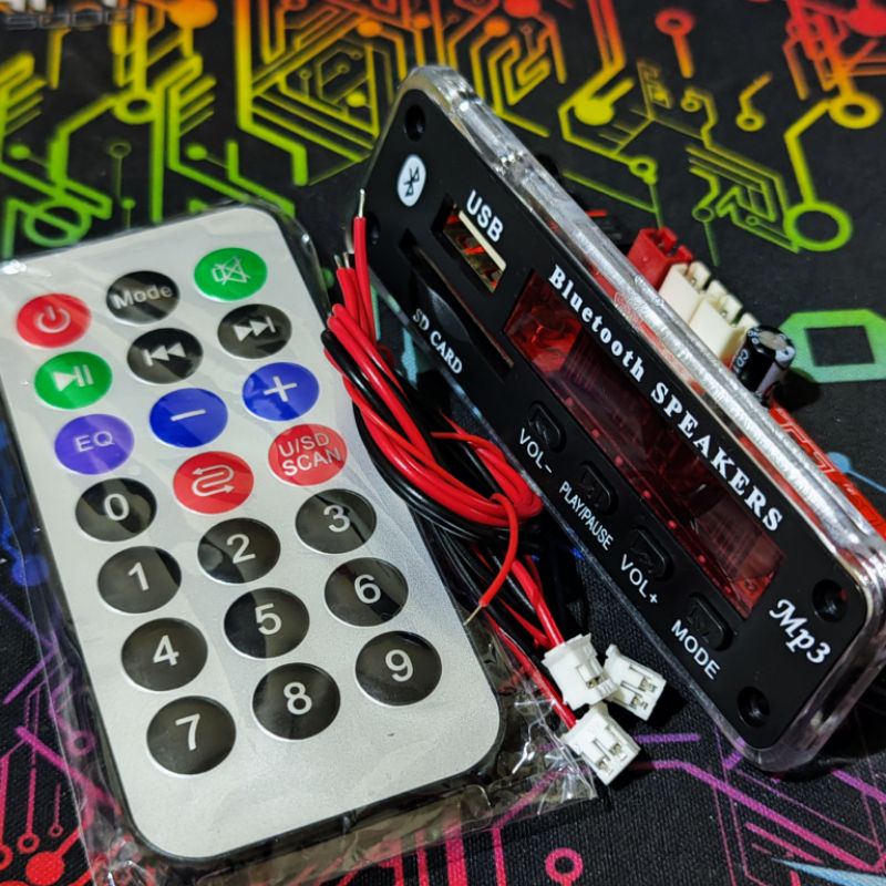 Jual Mini Car Kit Stereo 2*20W Dc 7V12V Bluetooth, Usb, SD card, Remote, FM Radio, Layar