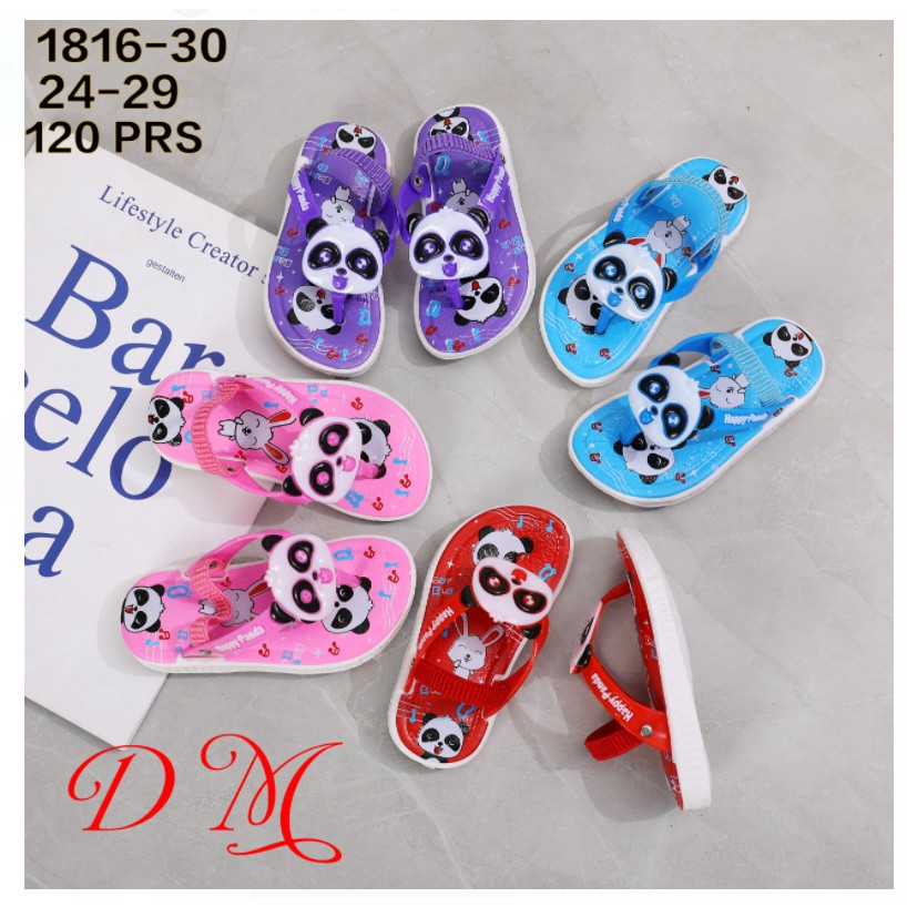 JJ-1816-30 Sandal Bunyi Cit Cit Anak Tali Elastis Karakter Panda / Sandal Jepit Bunyi Import Size 24-29