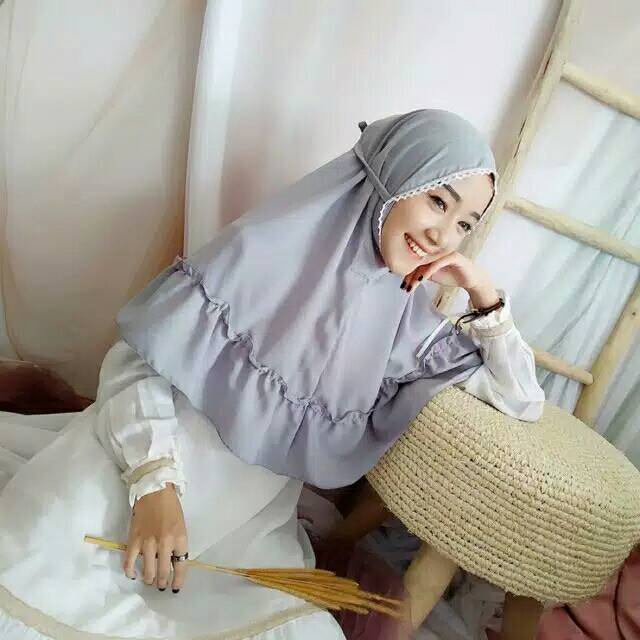jilbab bergo maryam diamond crepe renda rempel non pet tali