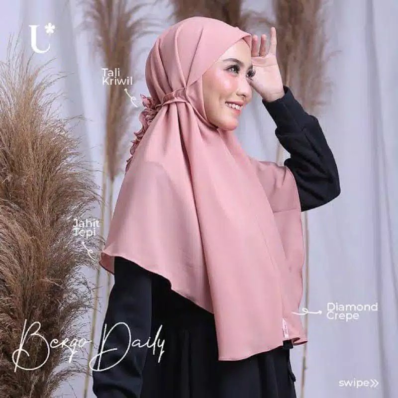 Aulia jilbab bergo Maryam kriwil diamond / bergo tali non pet Hijab
