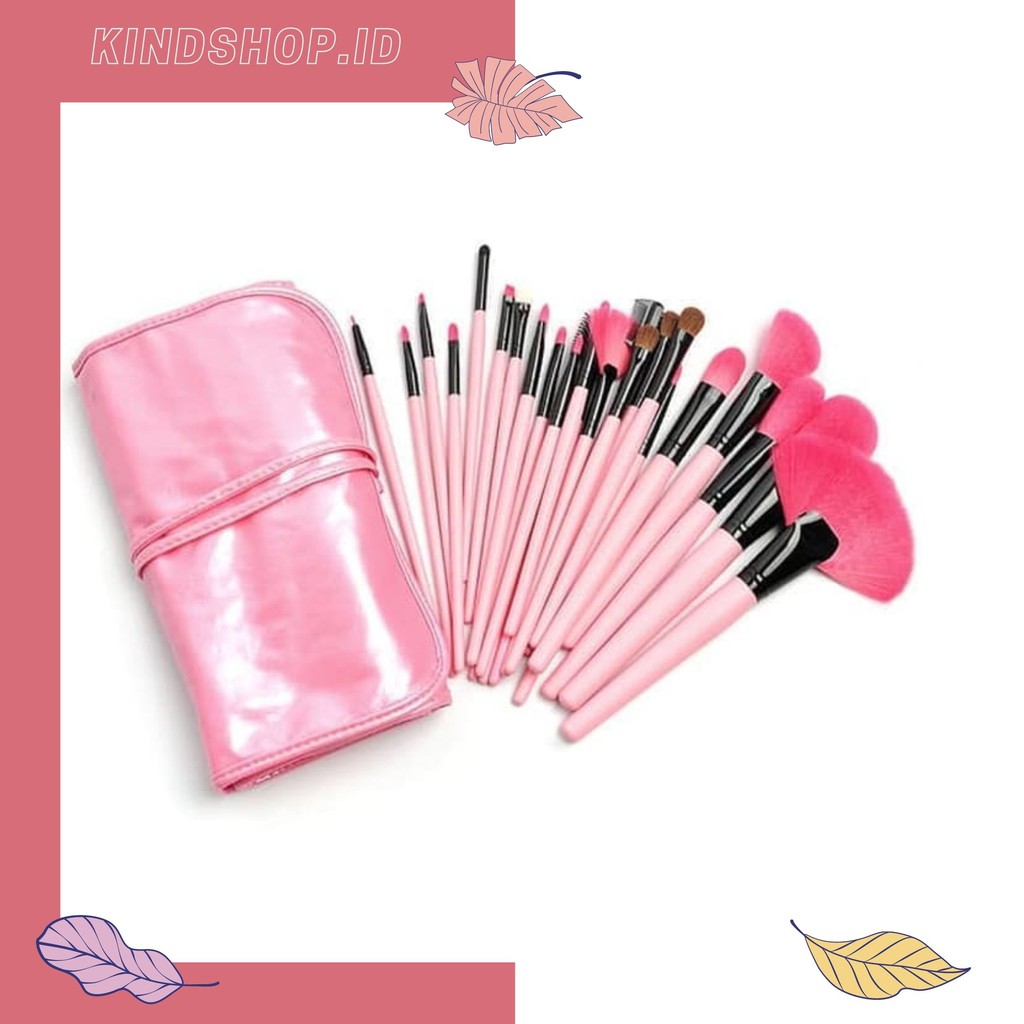 KINDSTORE❤ | Brush Set isi 24pc - DOMPET PINK Make Up for You  ( Kuas Make up )