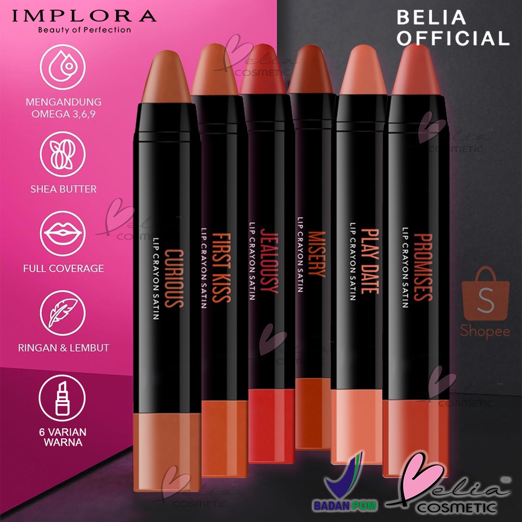 Skinhouseid Implora Lip Crayon Satin Pewarna Bibir Creamy Tahan Lama Termurah Kualitas Premium