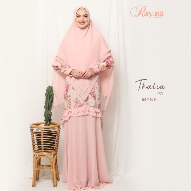 Gamis thalia syari set ori by rayna /Gamis CERUTY BABYDOLL SET KHIMAR 2 LAYER / Baju Gamis wanita mo