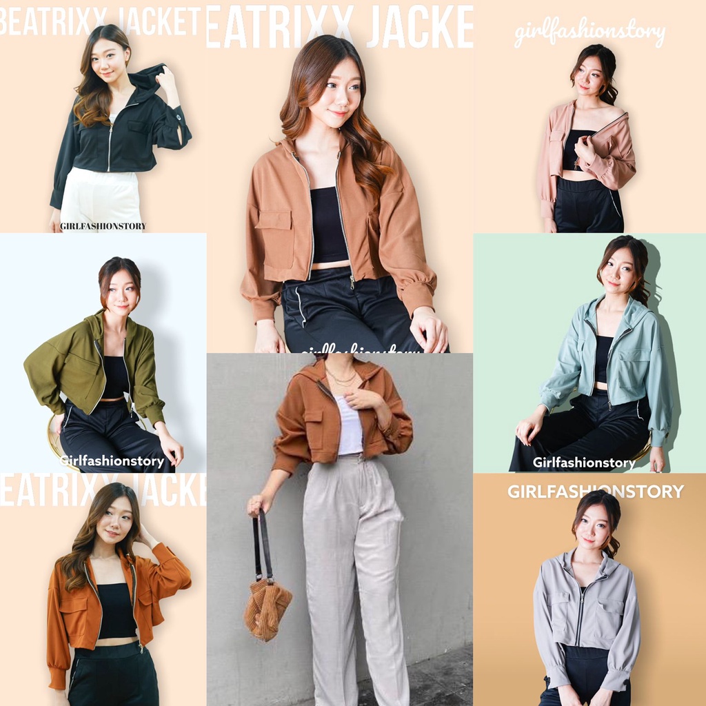 BEFAST - ZFS OOTD Wanita Jaket TEGUH / BEATRIX OVERSIZE CROP JACKET / Jaket Crop / Jaket Resleting / Jaket Polos / Jaket Atasan Remaja Kekinian / Jaket Ala Korean Terbaru 2022