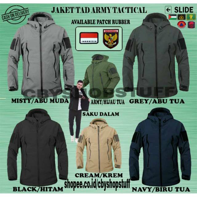 [PROMO] Jaket Pria Tad Tactical anti air waterproof outdoor tni bonus logo emblem