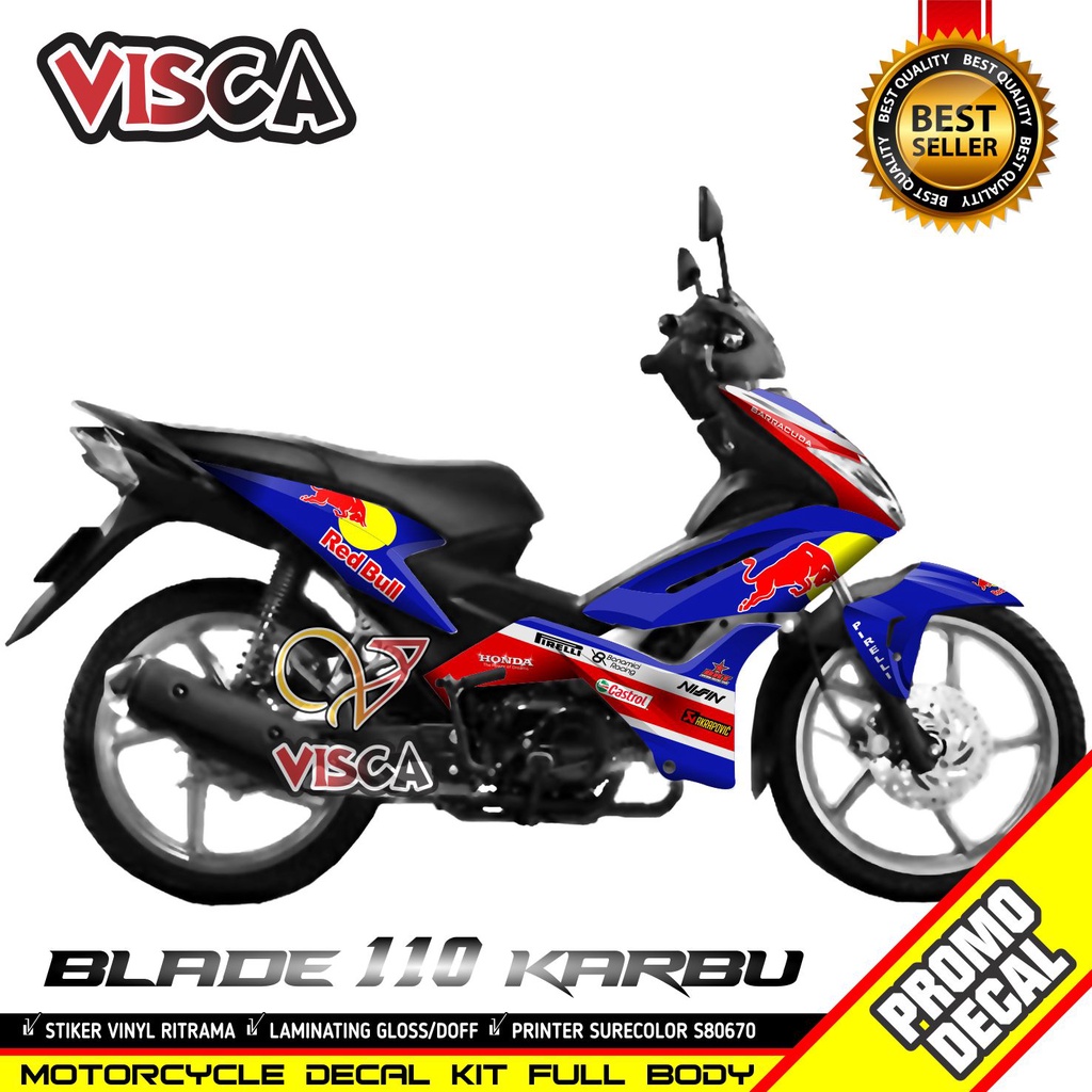 Decal Blade 110 Old Full Body Stiker Motor Blade 110 Full Body Striping Blade 110 Variasi Redbull