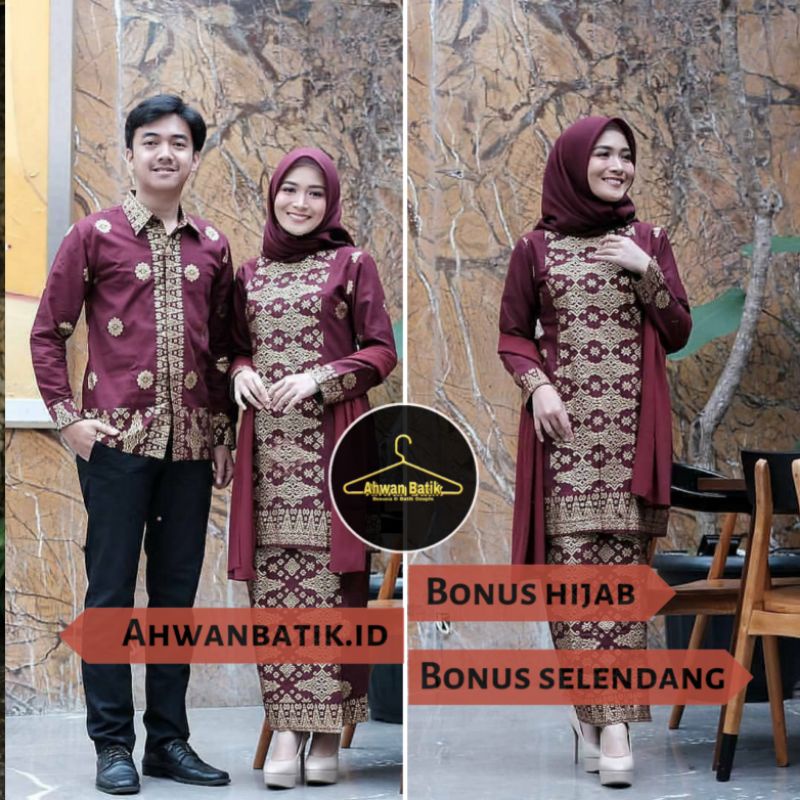 Kebaya batik couple songket ashanty maroon GRATIS JILBAB kebaya lamaran kebaya modern