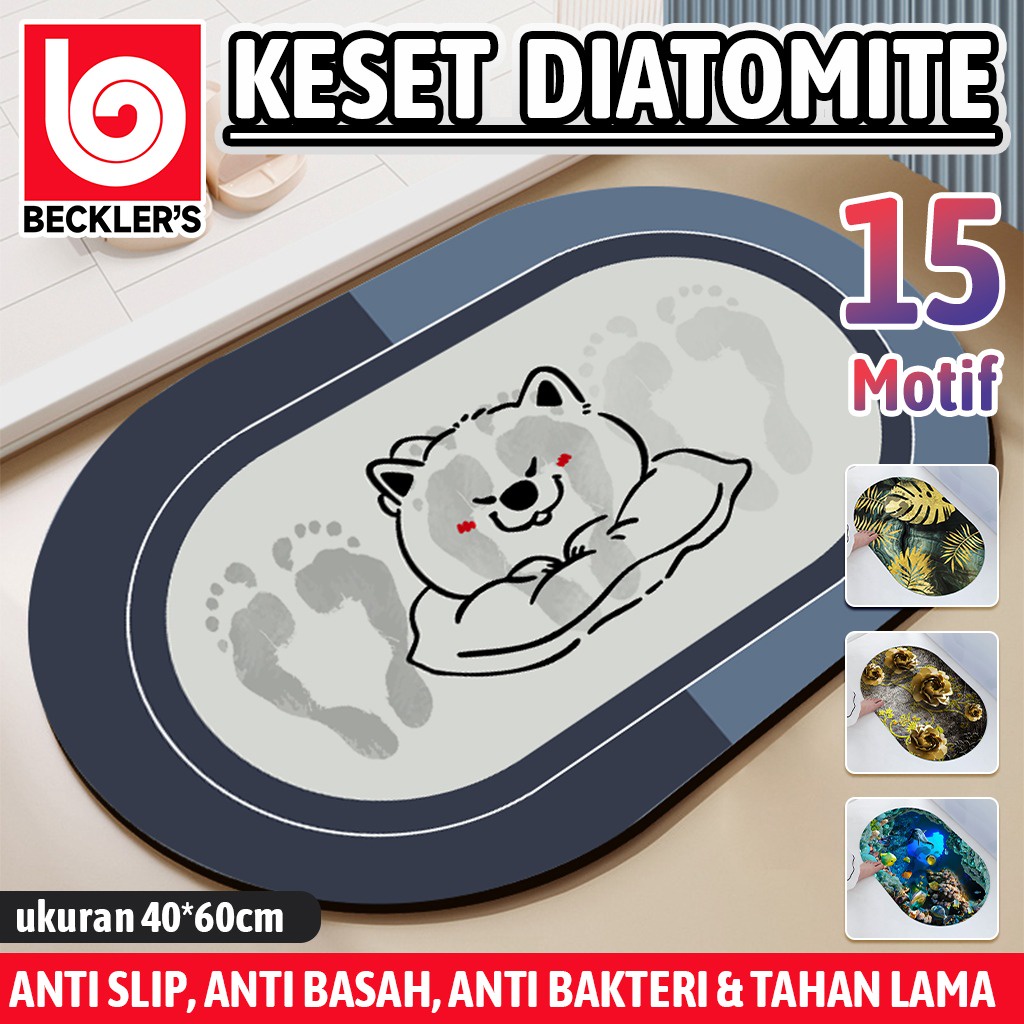 Keset Kamar Mandi Diatomite Bundar Lentur Anti Bau / Keset Anti Slip Serap Air Terbaru / Keset Kamar Mandi Cepat Kering