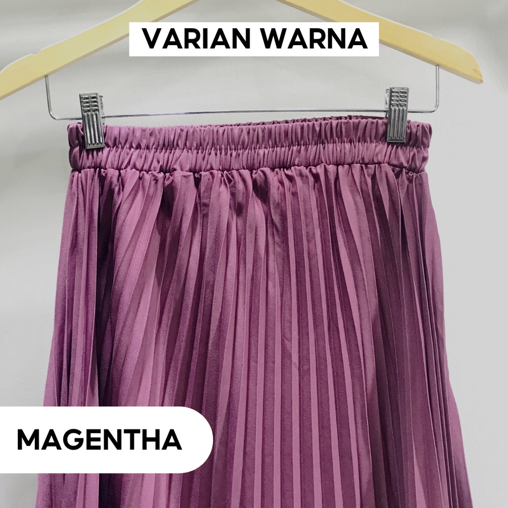 Rok termurah Jumbo Plisket Pendek Wanita 7/8 / Rok Payung Wanita-Magentha
