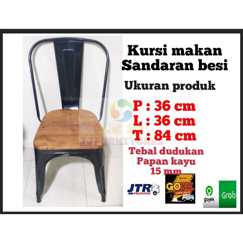 kursi makan/kursi susun jok kayu import full besi