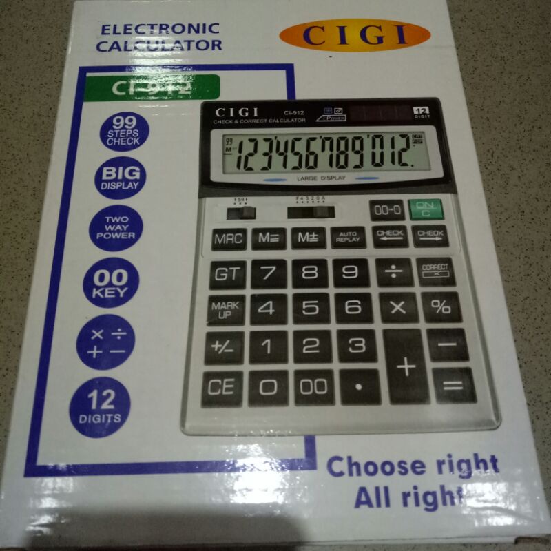 

Electronic Calculator/Kalkulator elektronik 12 digit, 2 way power(solar/battery)