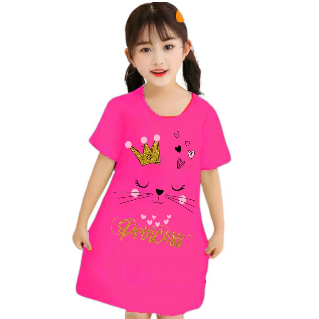 dress anak perempuan gambar mahkota cat