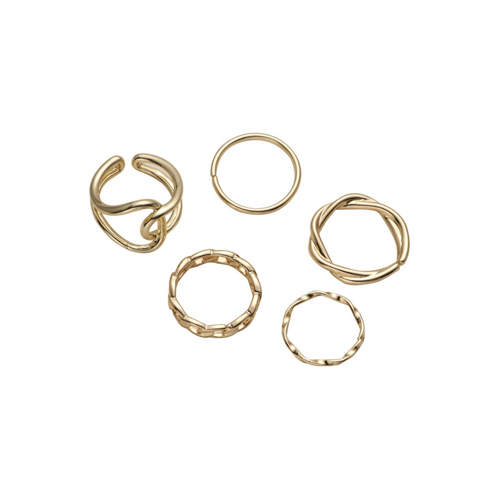 5 Pcs/set Twist Open Ring Set Female Fashion Metal Texture Simple Tail Ring Ring Opening adjustable