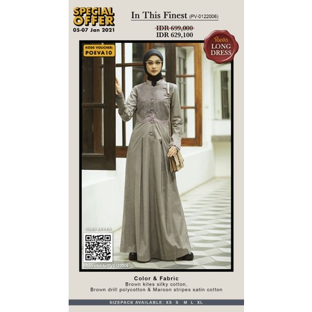 Poeva PV-0122006 Camaraderie Gamis Long Dress By Tuneeca Diskon Sale Promo