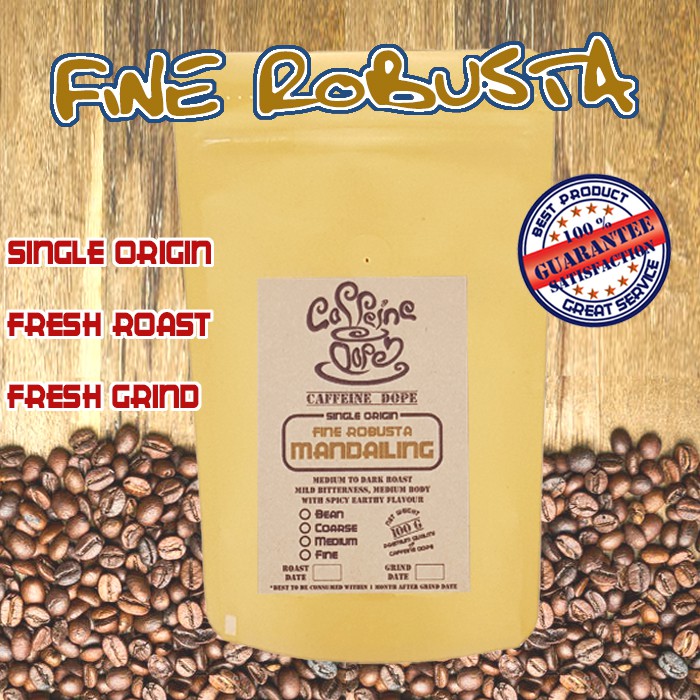 

Kopi Robusta Mandailing 100 Gr -Fine Robusta- Biji/Bean & Ground/Bubuk