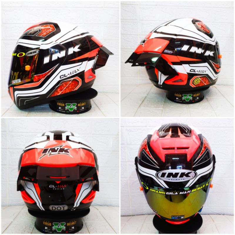 INK CL MAX MOTIF SERI#5 WHITE RED FLUO PAKET GANTENG VISOR IRIDIUM + SPOILER