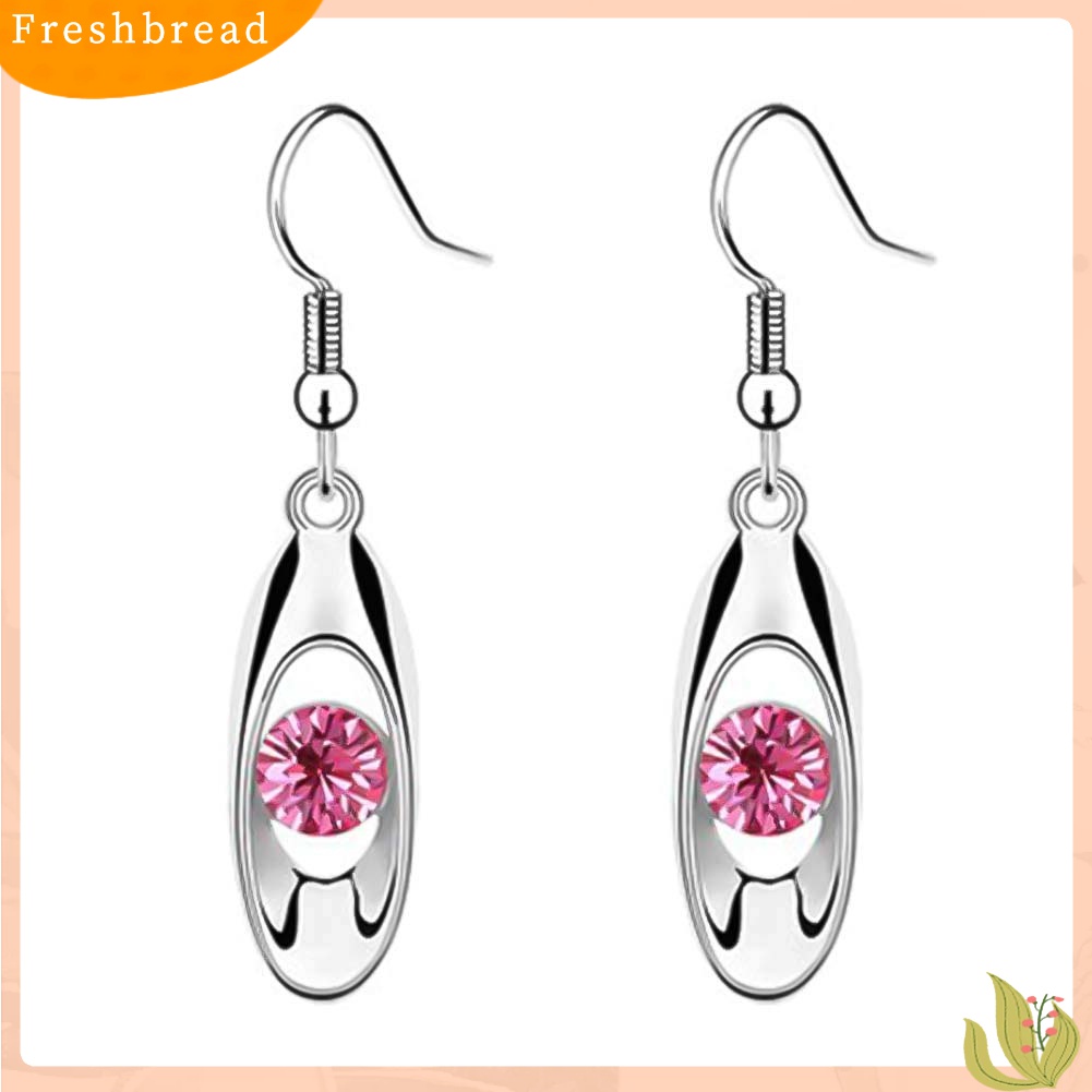 Terlaris Women Round Cut Rhinestone Inlaid Water Drop Dangle Hook Earrings Jewelry Gift