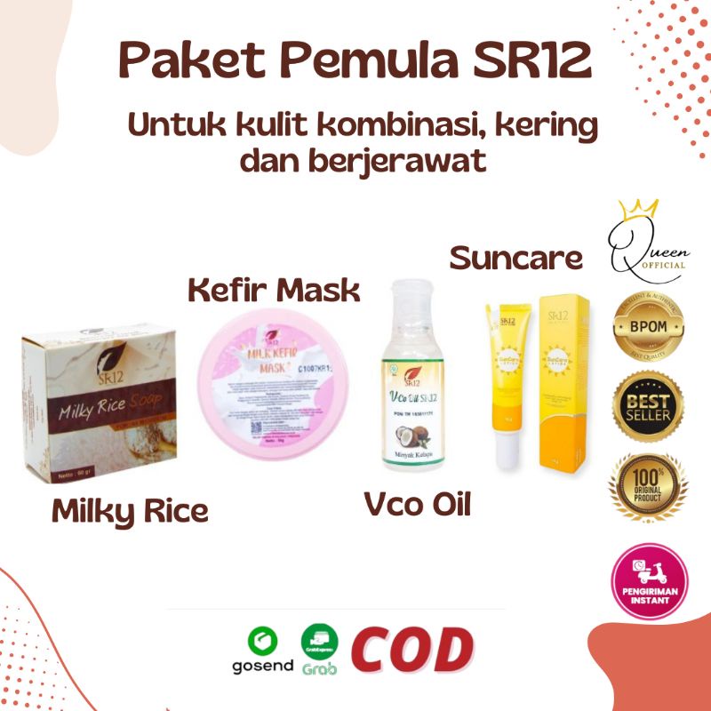 PAKET PEMULA BERJERAWAT SR12 ~ UNTUK KULIT KOMBINASI/ obat jerawat alami