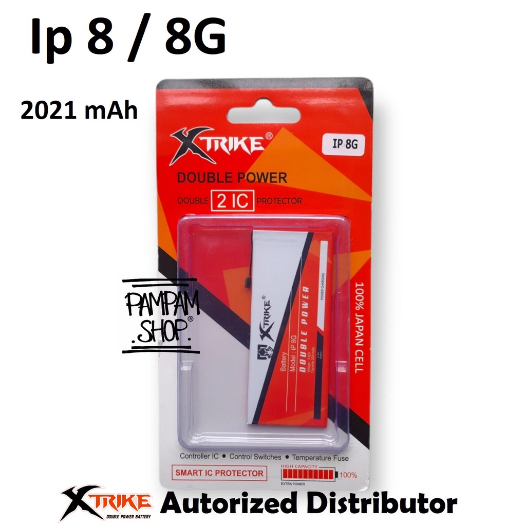 Baterai XTRIKE Double Power Ip 8 8G Batre Batrai Battery Iphone