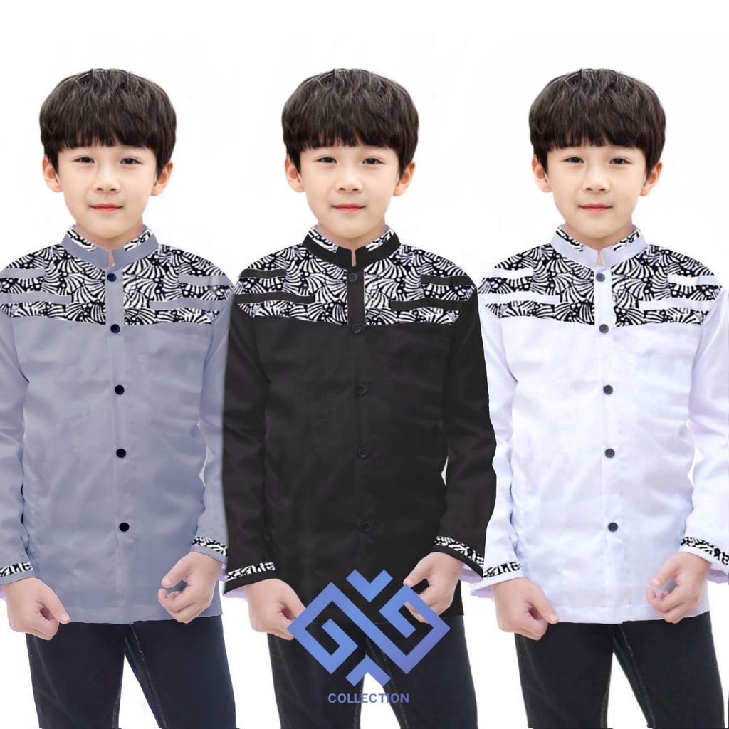 Baju Koko Anak Laki Laki Kombinasi Batik Keren Hem Kokoh Katun Murah Terbaru