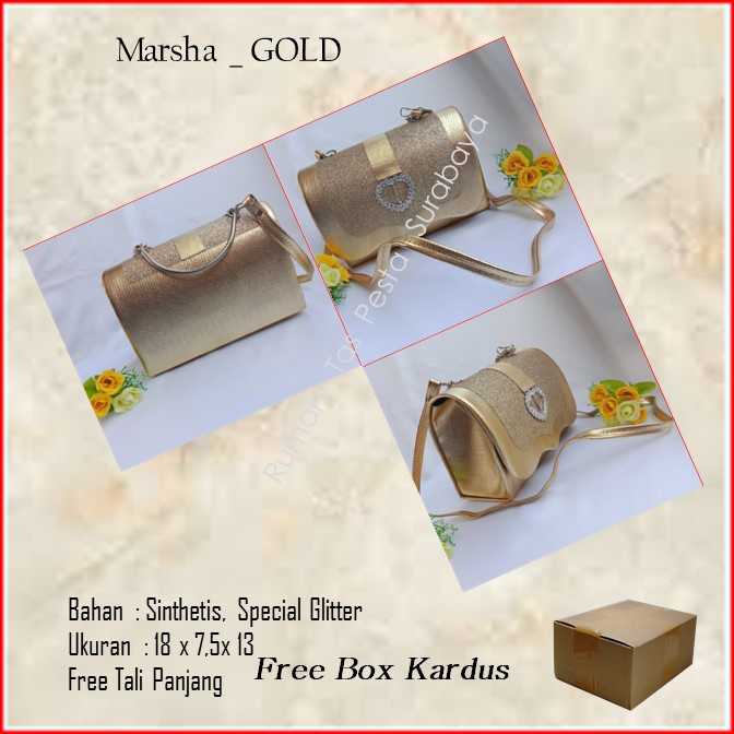 Tas Home Made ,Tas Pesta,Tas Kecil,Marsha _ GOLD