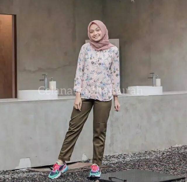 CELANA WANITA BAGGY PANTS Latte beige nude maroon ivory Dusty pink white moss Tamolivia BISA (COD)