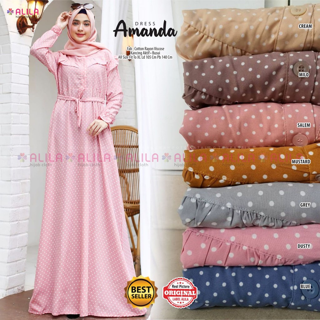 [GAMIS] Amanda Dress by Alila - Gamis Terbaru Motif Polkadot - Gamis Cotton Rayon Viscose - Alila Ga