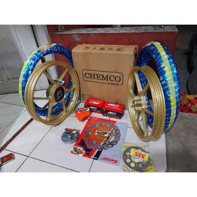 Paket ganteng VELG BRT CHEMCO 160/185-17 PNP NINJA,RX KING,VIXION,GL,TIGER,CB,VERSA,THUNDER,DLL