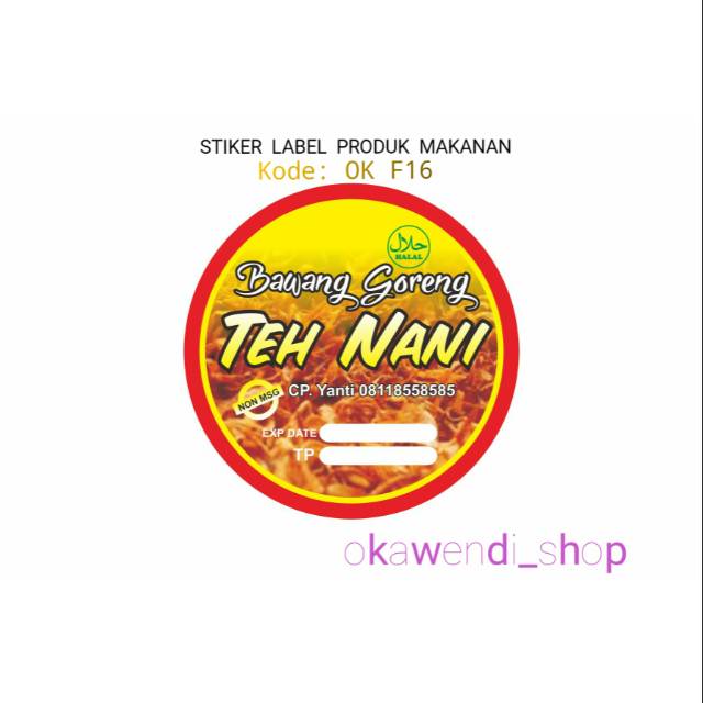 

STIKER LABEL PRODUK/STIKER KEMASAN/LABEL KEMASAN MAKANAN Design Kode: OK F16