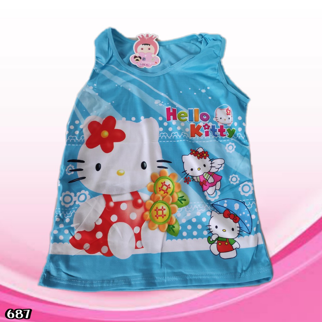 K687 - SINGLET TANKTOP ANAK WANITA MOTIF HELLO KITTY HARGA PER 1 PCS