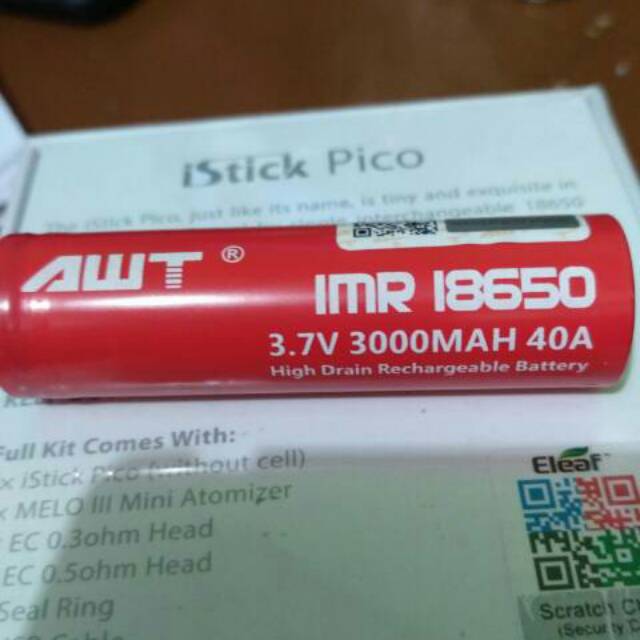 Baterai Rokok elektrik AWT 3000mah for VAPE VAPOR /ISTICQ PICO Rokok elektrik