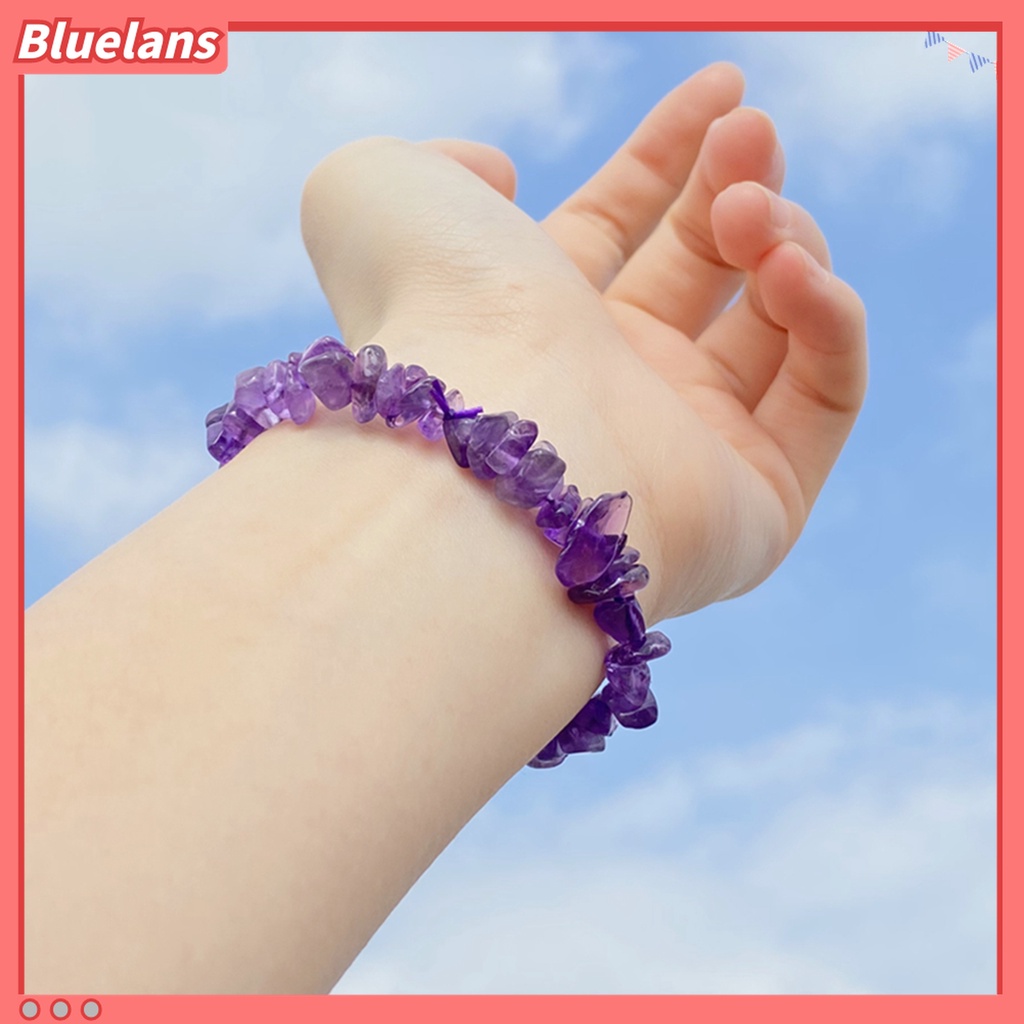 Gelang Tali Elastis Aksen Batu Bentuk Irregular Untuk Wanita