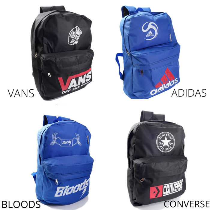 TERBARU Tas Ransel Vans Adidas Bloods Converse Tas Sekolah Tas Pria Tas Anak - Vans Hitam