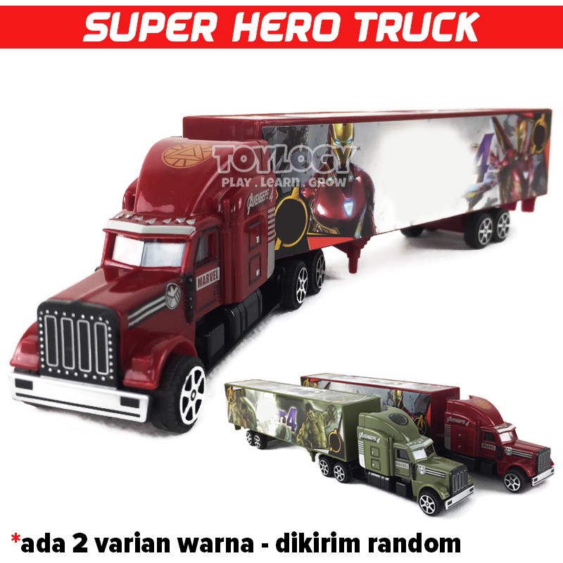 Mainan Anak Laki Cowok Mobil Truk Super Hero Container Truck Trailer