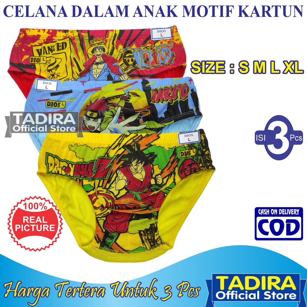 3 Pcs Celana Dalam Anak Laki Laki Motif Gambar Karakter Sempak Anak Usia 1-10 Tahun TADIRA