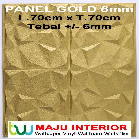 Wallpaper Dinding 3D Foam 70 x 70 cm Motif Batik Stiker-Panel Gold 6mm
