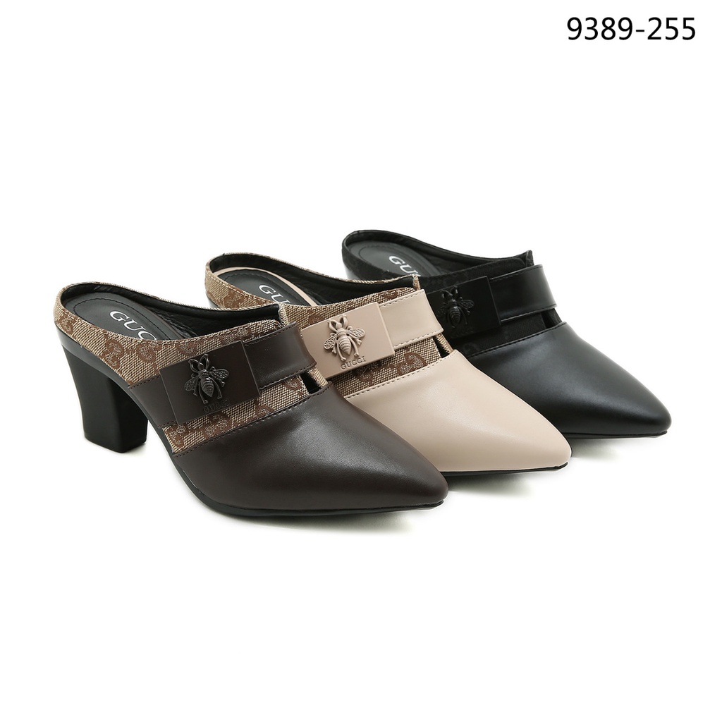 GC GG Canvas Bee Heel Shoes #9389-255