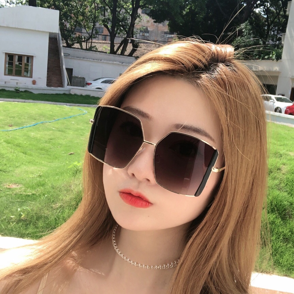 DENNOS GS-56 Korean Kacamata Retro Wanita Bingkai Logam Model Oversized Warna Hitam Kacamata Retro W
